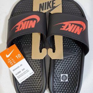 Nike Men's Benassi JDI Slides Size 10 (Black/Red)